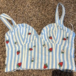 Anthropologie Mauve strawberry top